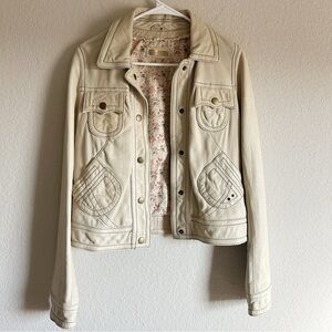 Wilson’s Western Style Leather Jacket Off White Womens
